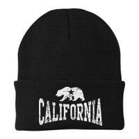 Retro California State Flag Bear Vintage Distressed Graphic Beanie