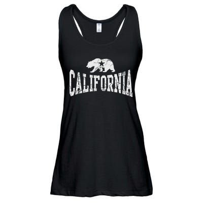 Retro California State Flag Bear Vintage Distressed Graphic Ladies Essential Flowy Tank