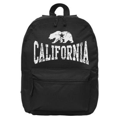 Retro California State Flag Bear Vintage Distressed Graphic 16 in Basic Backpack