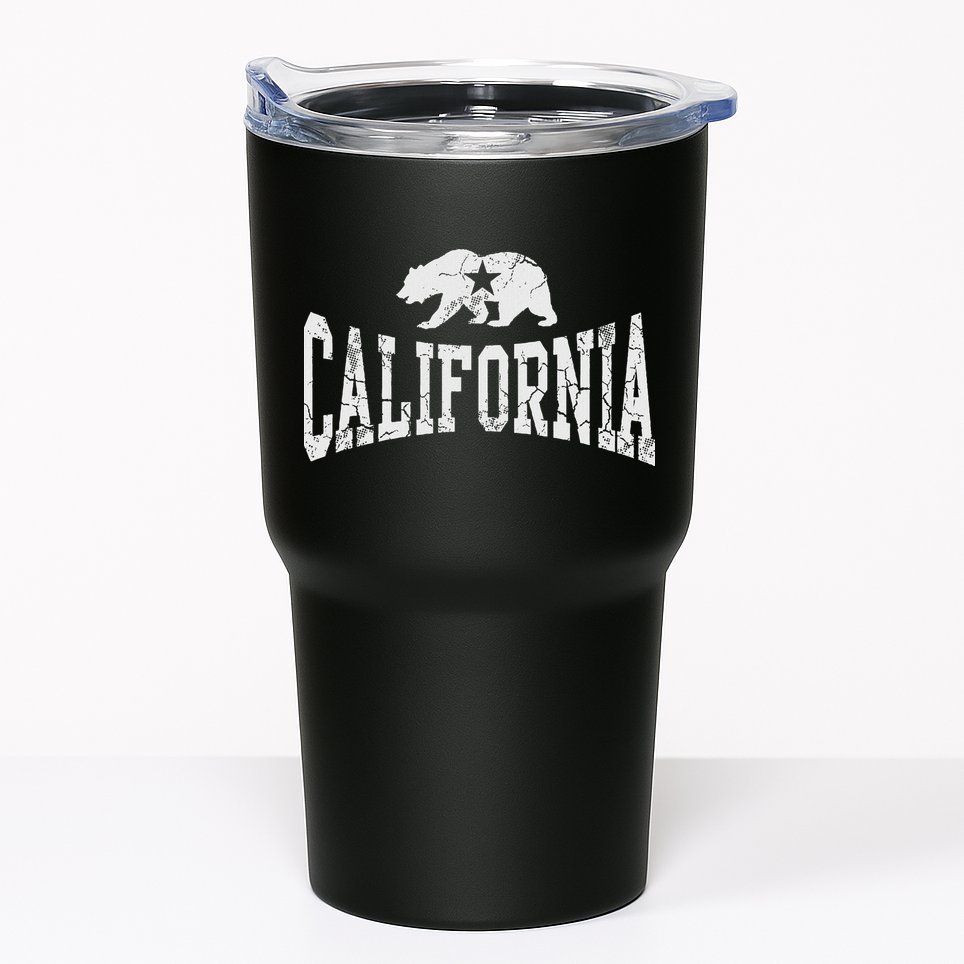 Retro California State Flag Bear Vintage Distressed Graphic Tumbler