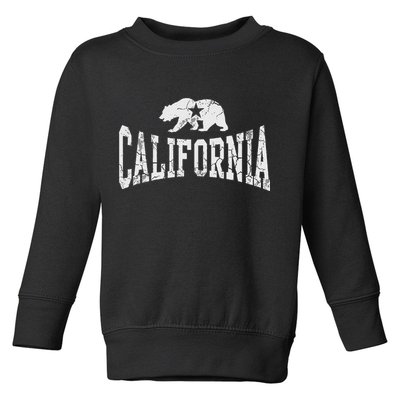 Retro California State Flag Bear Vintage Distressed Graphic Toddler Sweatshirt