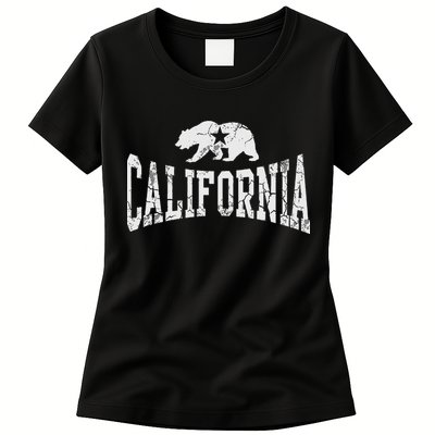 Retro California State Flag Bear Vintage Distressed Graphic Womens T-Shirt