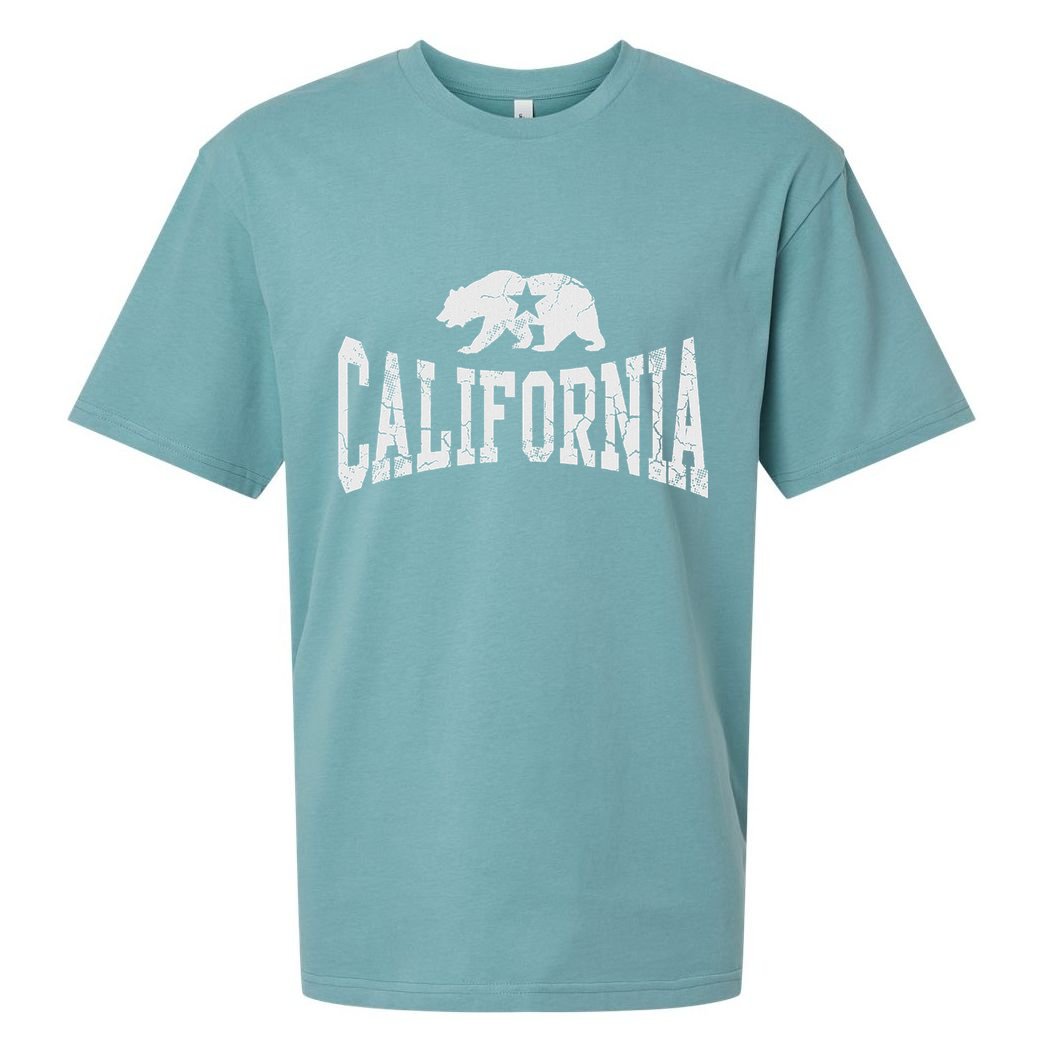 Retro California State Flag Bear Vintage Distressed Graphic Sueded Cloud Jersey T-Shirt