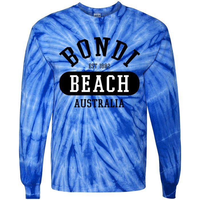 Retro College Style Bondi Beach Australia Graphic Design Gift Tie-Dye Long Sleeve Shirt