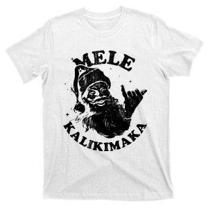 Retro Christmas Surf Mele Kalikimaka Santa Shaka Hawaii T-Shirt