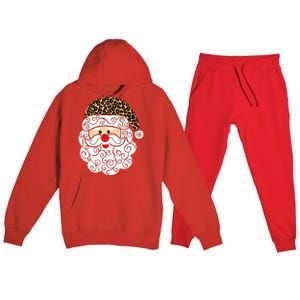 Retro Christmas Santa Claus Face Old Fashioned Gift Premium Hooded Sweatsuit Set