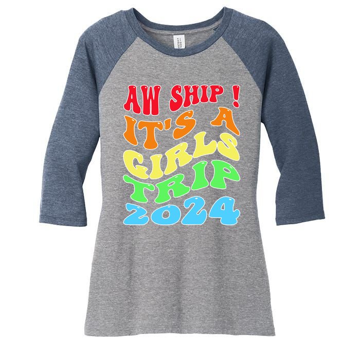 Retro Cruise Ship Vacation Gifts Women's Tri-Blend 3/4-Sleeve Raglan Shirt