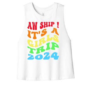 Retro Cruise Ship Vacation Gifts Women's Racerback Cropped Tank