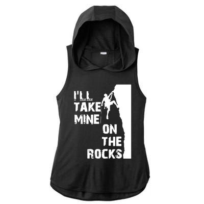 Rock Climbing Simple Classic Ladies PosiCharge Tri-Blend Wicking Draft Hoodie Tank