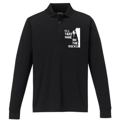 Rock Climbing Simple Classic Performance Long Sleeve Polo