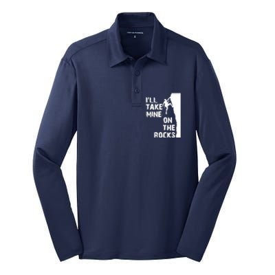 Rock Climbing Simple Classic Silk Touch Performance Long Sleeve Polo