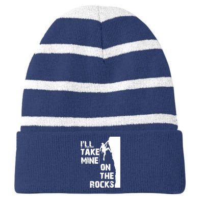 Rock Climbing Simple Classic Striped Beanie with Solid Band