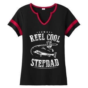 Reel Cool Stepdad Fishing Gift For Father Day Ladies Halftime Notch Neck Tee