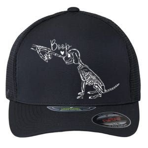 Retro Cute Skeleton Hand Boop Dog Funny Halloween Flexfit Unipanel Trucker Cap