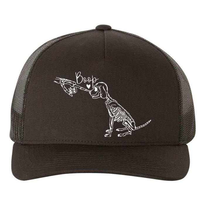 Retro Cute Skeleton Hand Boop Dog Funny Halloween Yupoong Adult 5-Panel Trucker Hat