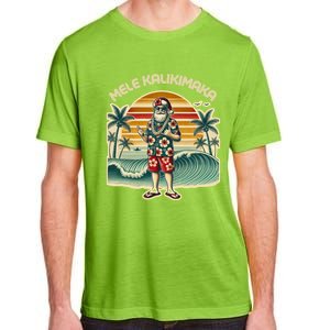 Retro Christmas Surf Mele Kalikimaka Santa Shaka Hawaii Gift Adult ChromaSoft Performance T-Shirt