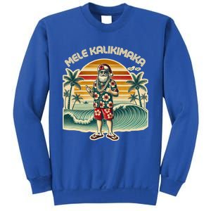 Retro Christmas Surf Mele Kalikimaka Santa Shaka Hawaii Gift Sweatshirt