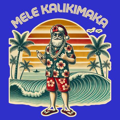 Retro Christmas Surf Mele Kalikimaka Santa Shaka Hawaii Gift T-Shirt