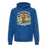 Retro Christmas Surf Mele Kalikimaka Santa Shaka Hawaii Gift Premium Hoodie