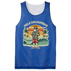 Retro Christmas Surf Mele Kalikimaka Santa Shaka Hawaii Gift Mesh Reversible Basketball Jersey Tank