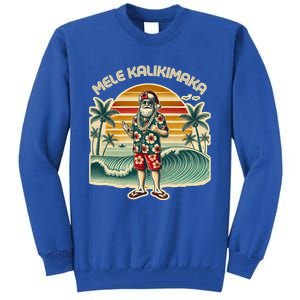 Retro Christmas Surf Mele Kalikimaka Santa Shaka Hawaii Gift Tall Sweatshirt