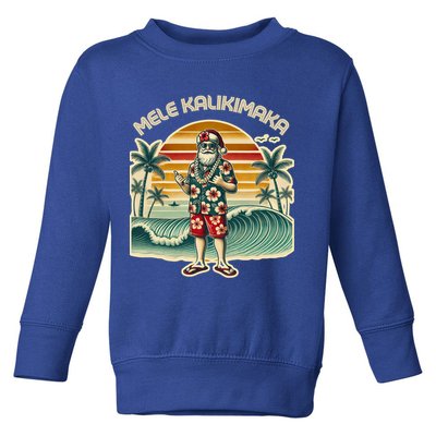 Retro Christmas Surf Mele Kalikimaka Santa Shaka Hawaii Gift Toddler Sweatshirt