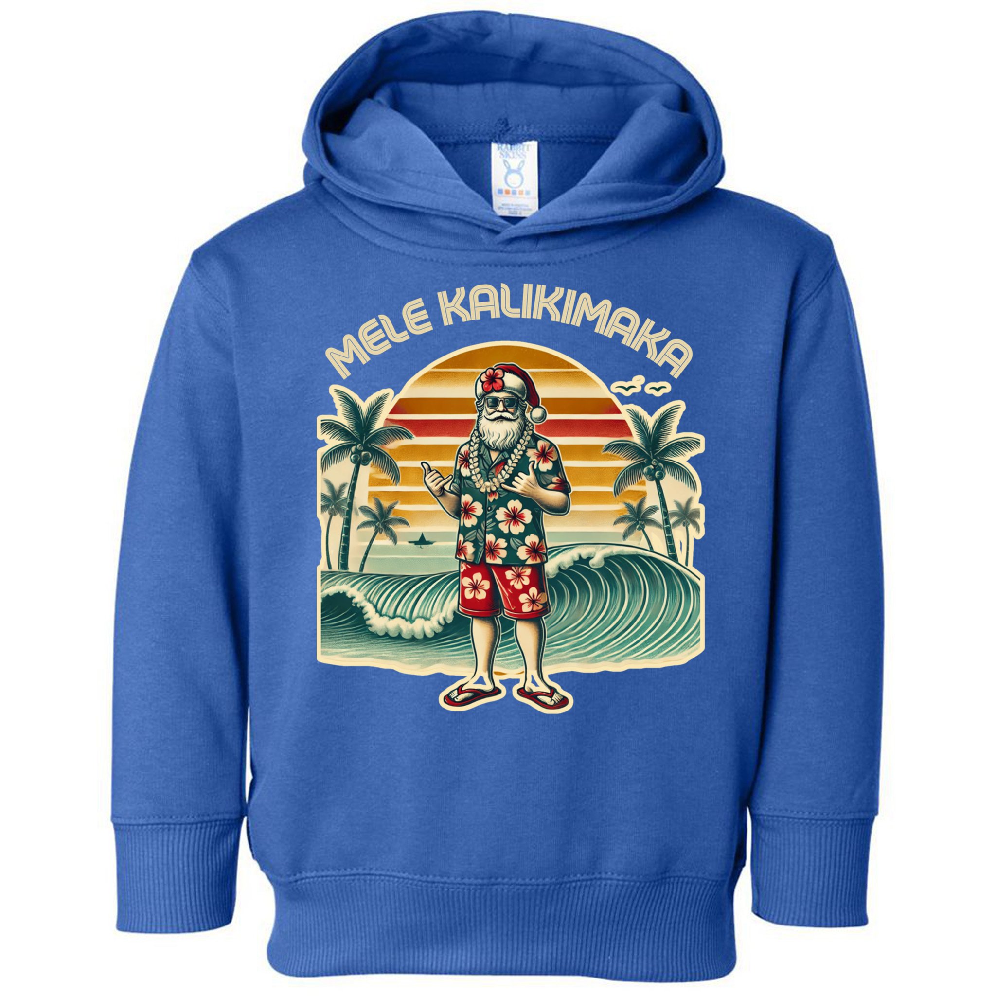 Retro Christmas Surf Mele Kalikimaka Santa Shaka Hawaii Gift Toddler Hoodie