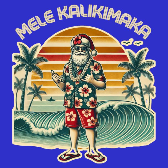 Retro Christmas Surf Mele Kalikimaka Santa Shaka Hawaii Gift Kids Sweatshirt