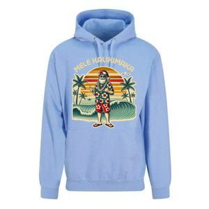 Retro Christmas Surf Mele Kalikimaka Santa Shaka Hawaii Gift Unisex Surf Hoodie