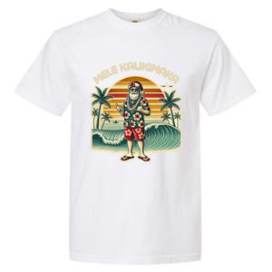 Retro Christmas Surf Mele Kalikimaka Santa Shaka Hawaii Gift Garment-Dyed Heavyweight T-Shirt