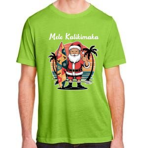 Retro Christmas Surf Mele Kalikimaka Santa Shaka Hawaii Cute Gift Adult ChromaSoft Performance T-Shirt