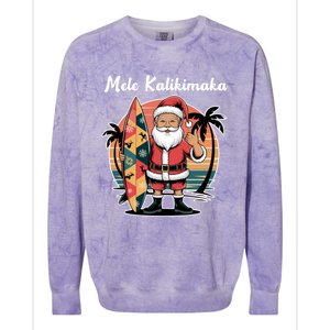 Retro Christmas Surf Mele Kalikimaka Santa Shaka Hawaii Cute Gift Colorblast Crewneck Sweatshirt