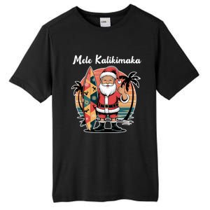 Retro Christmas Surf Mele Kalikimaka Santa Shaka Hawaii Cute Gift Tall Fusion ChromaSoft Performance T-Shirt