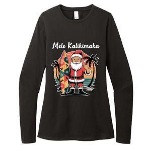 Retro Christmas Surf Mele Kalikimaka Santa Shaka Hawaii Cute Gift Womens CVC Long Sleeve Shirt