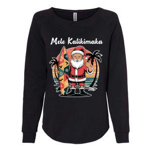 Retro Christmas Surf Mele Kalikimaka Santa Shaka Hawaii Cute Gift Womens California Wash Sweatshirt