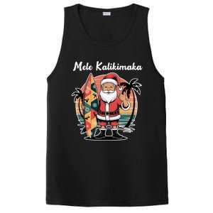 Retro Christmas Surf Mele Kalikimaka Santa Shaka Hawaii Cute Gift PosiCharge Competitor Tank