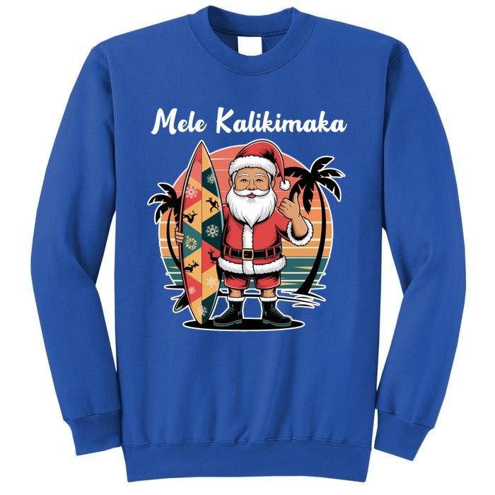 Retro Christmas Surf Mele Kalikimaka Santa Shaka Hawaii Cute Gift Sweatshirt