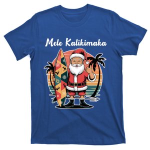 Retro Christmas Surf Mele Kalikimaka Santa Shaka Hawaii Cute Gift T-Shirt