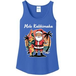 Retro Christmas Surf Mele Kalikimaka Santa Shaka Hawaii Cute Gift Ladies Essential Tank