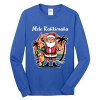 Retro Christmas Surf Mele Kalikimaka Santa Shaka Hawaii Cute Gift Tall Long Sleeve T-Shirt