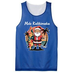 Retro Christmas Surf Mele Kalikimaka Santa Shaka Hawaii Cute Gift Mesh Reversible Basketball Jersey Tank