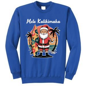 Retro Christmas Surf Mele Kalikimaka Santa Shaka Hawaii Cute Gift Tall Sweatshirt