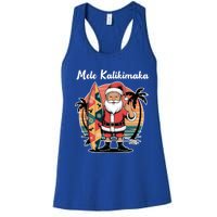 Retro Christmas Surf Mele Kalikimaka Santa Shaka Hawaii Cute Gift Women's Racerback Tank