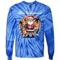 Retro Christmas Surf Mele Kalikimaka Santa Shaka Hawaii Cute Gift Tie-Dye Long Sleeve Shirt