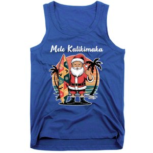 Retro Christmas Surf Mele Kalikimaka Santa Shaka Hawaii Cute Gift Tank Top