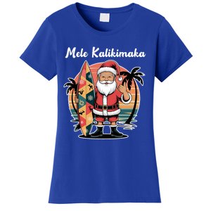 Retro Christmas Surf Mele Kalikimaka Santa Shaka Hawaii Cute Gift Women's T-Shirt