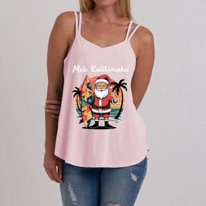 Retro Christmas Surf Mele Kalikimaka Santa Shaka Hawaii Cute Gift Women's Strappy Tank