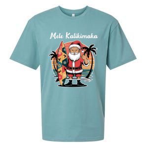 Retro Christmas Surf Mele Kalikimaka Santa Shaka Hawaii Cute Gift Sueded Cloud Jersey T-Shirt