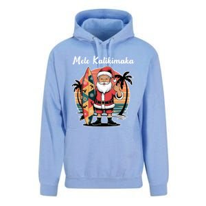 Retro Christmas Surf Mele Kalikimaka Santa Shaka Hawaii Cute Gift Unisex Surf Hoodie