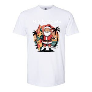 Retro Christmas Surf Mele Kalikimaka Santa Shaka Hawaii Cute Gift Softstyle CVC T-Shirt